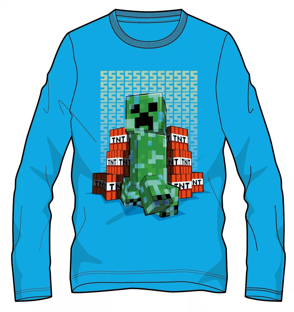 Tričko s dlhým rukávom MINECRAFT modré - 10r.