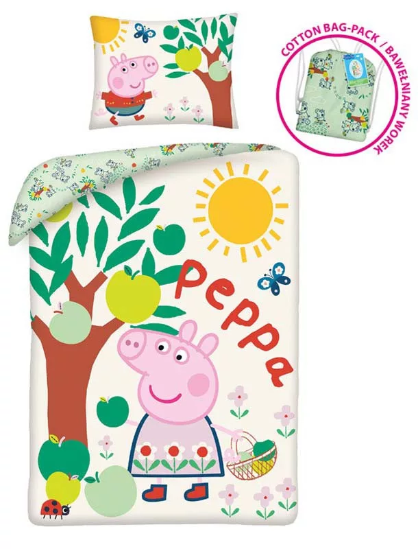 Obliečky 140x200 PEPPA PIG jablko