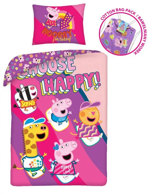 Obliečky 140x200 PEPPA PIG happy
