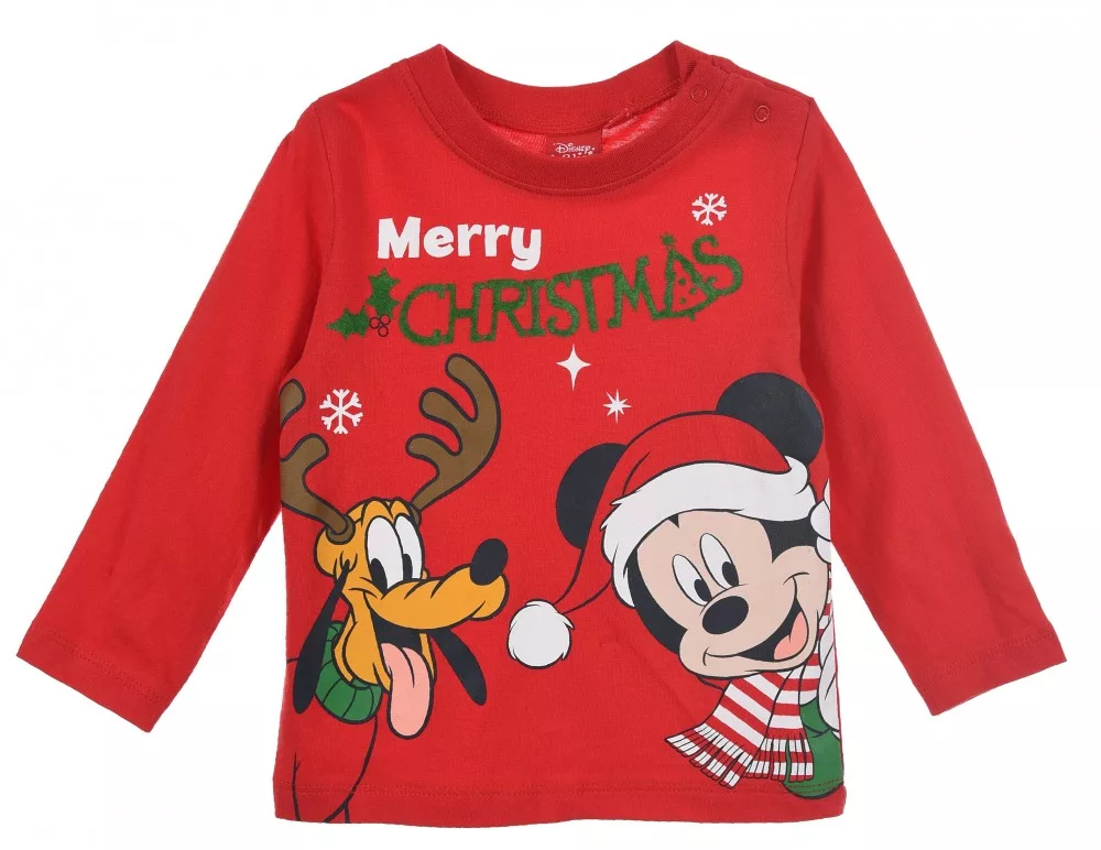 Tričko s dlhým rukávom MICKEY vianoce červené - 12m.