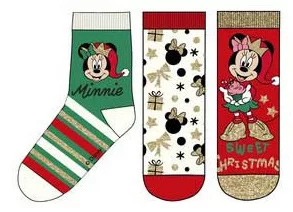 Ponožky 3ks MINNIE vianoce 01 - 23/26