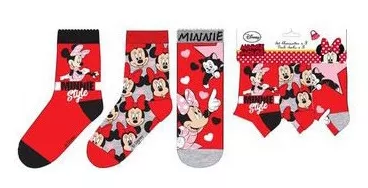 Ponožky 3ks MINNIE červené - 31/34