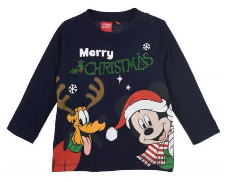Tričko s dlhým rukávom MICKEY vianoce modré - 6m.