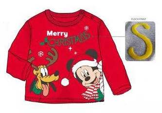 Tričko s dlhým rukávom MICKEY vianoce červené - 6m.