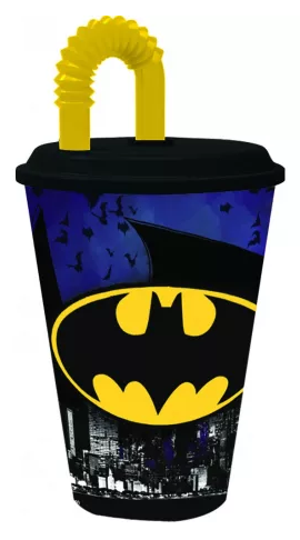 Plastový pohár so slamkou BATMAN