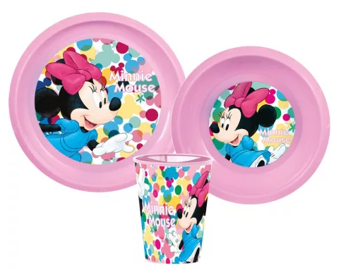 Jedálenský set - plast MINNIE ružový