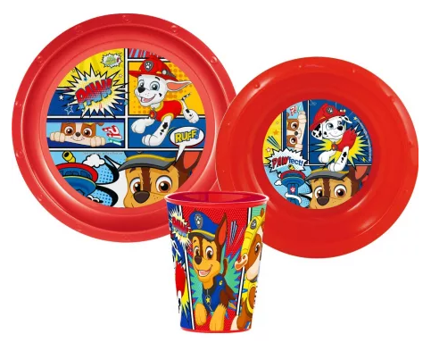 Jedálenský set - plast PAW PATROL červená