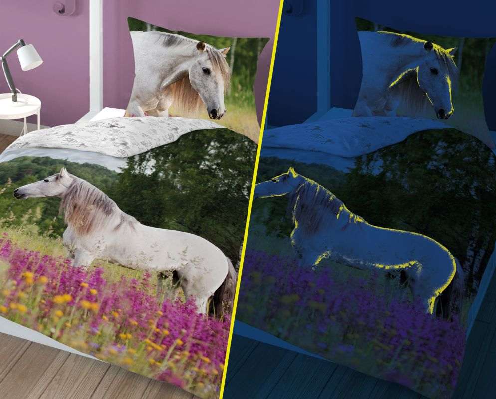 Obliečky 140x200 KÔŇ na lúke svietiace