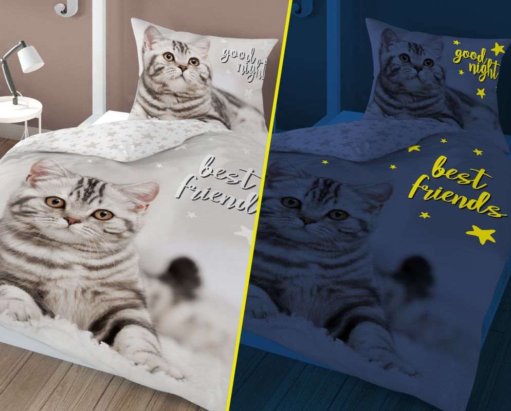 Obliečky 140x200 MAČIATKO svietiace