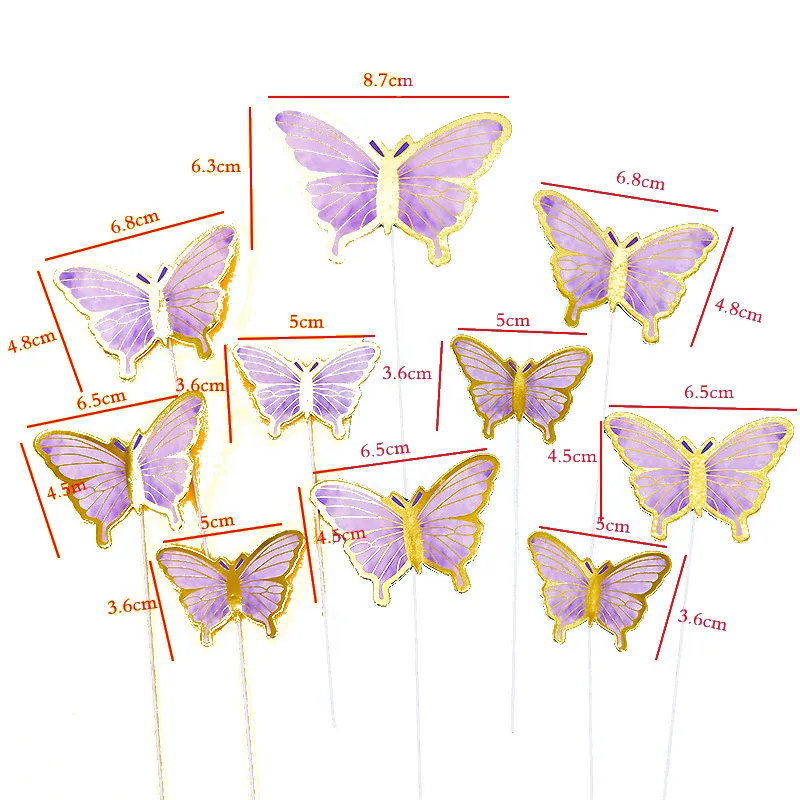 Tortový zápich MOTÝLE zlaté (10ks)