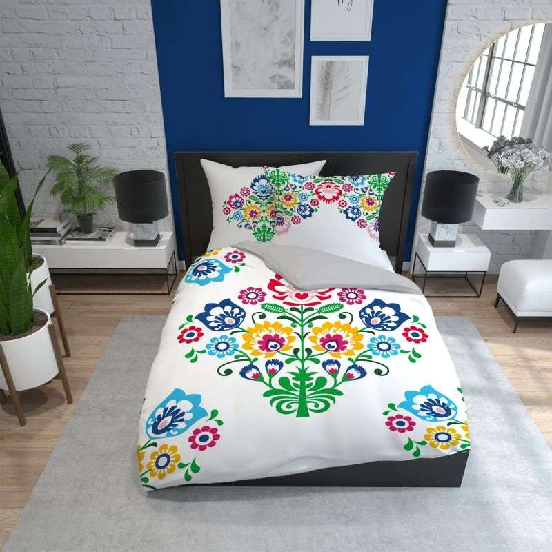 Bavlnené obliečky 200x220 FOLKLOR biela