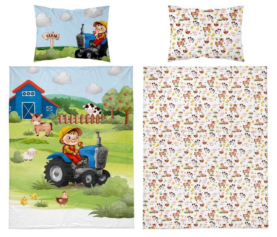 Bambusové obliečky do postieľky 100x135 FARMA modrá