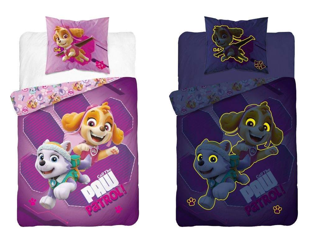 Obliečky 140x200 PAW PATROL lila - svietiace