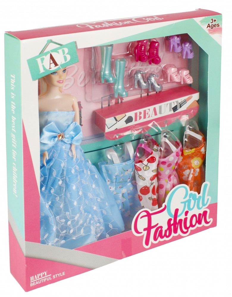 Bábika v modrých šatách