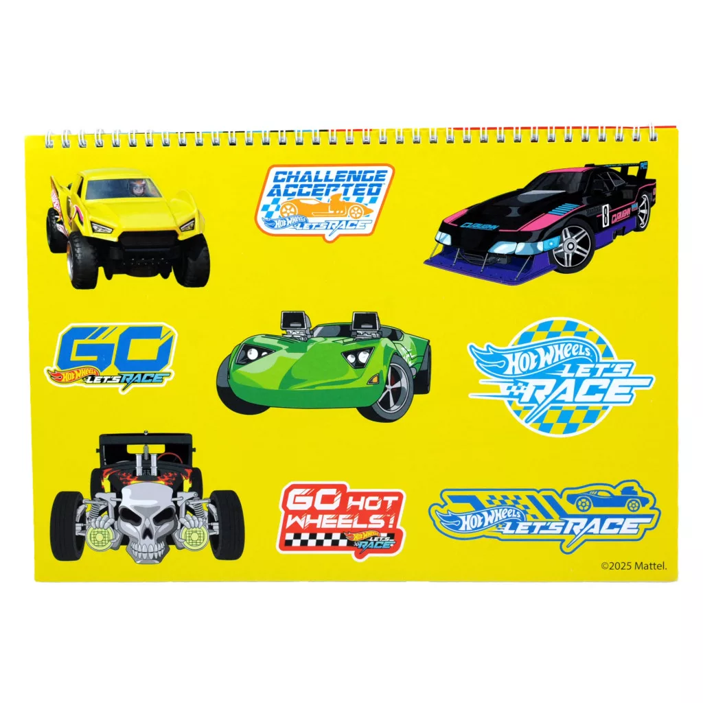 Špirálový skicár + nálepky HOT WHEELS