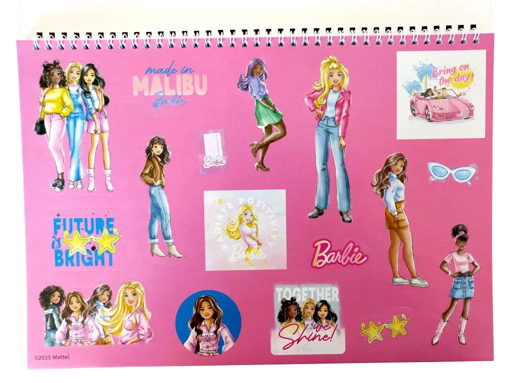 Špirálový skicár + nálepky BARBIE