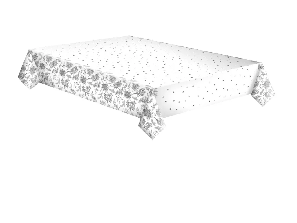 Obrus 120x180 LISTY strieborné