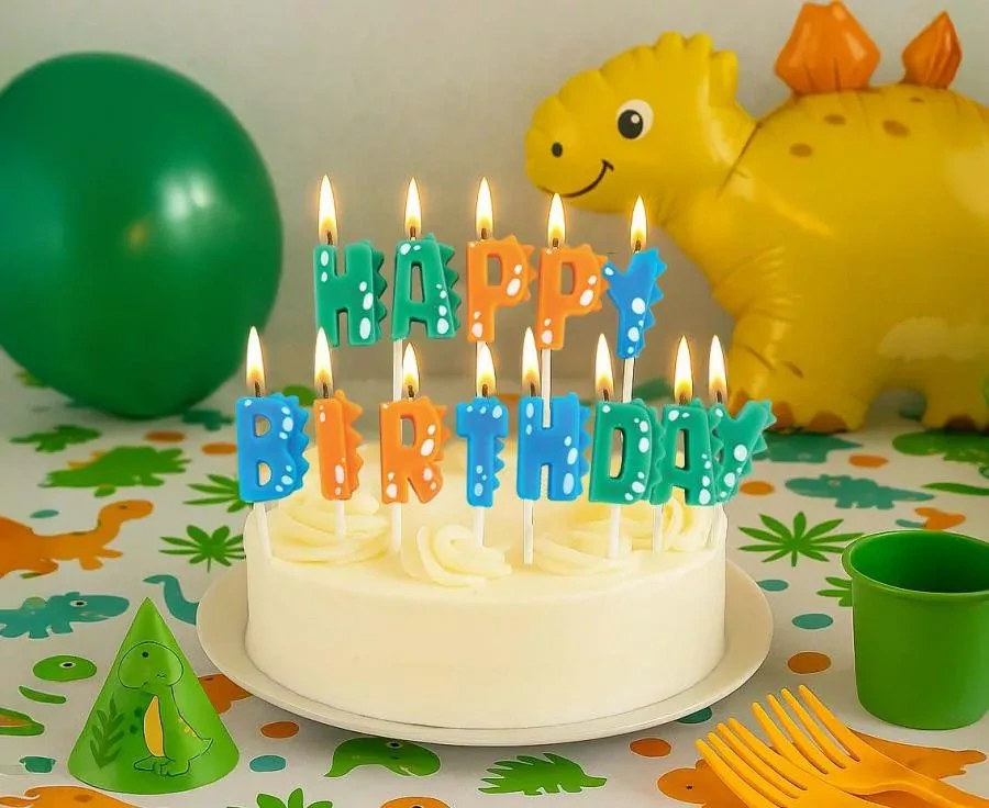 Sviečky (13ks) HAPPY BIRTHDAY dino