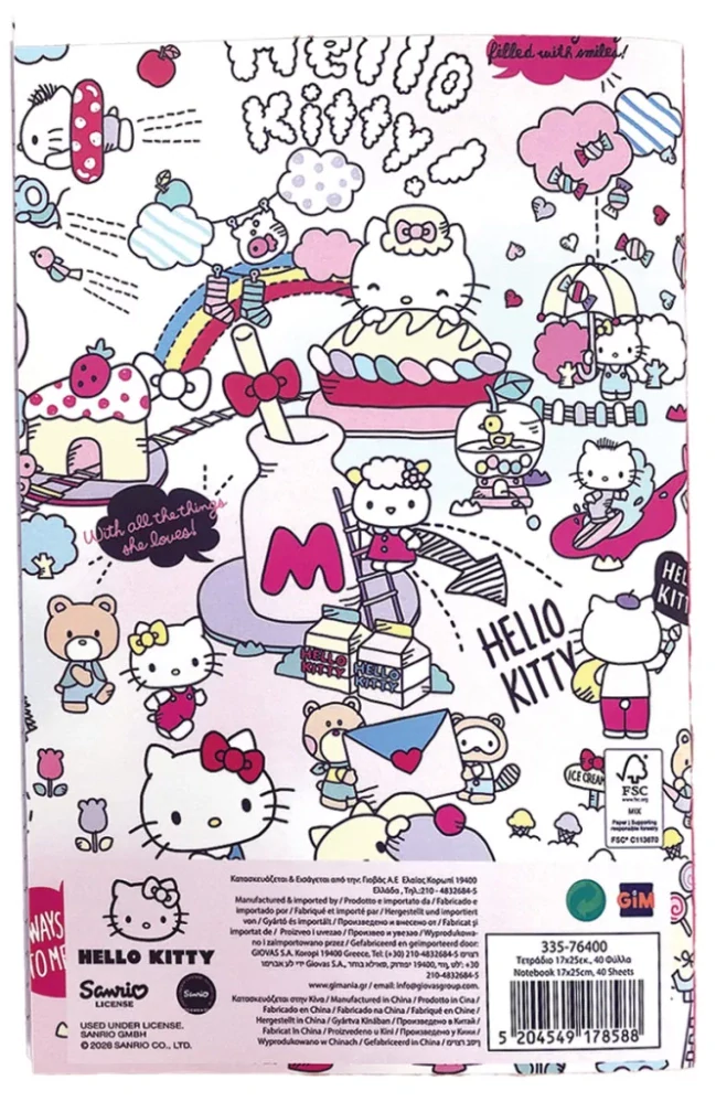 Linajkový zošit B5 HELLO KITTY na modrom