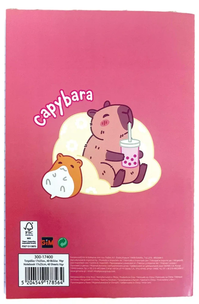 Linajkový zošit B5 KAPYBARA drink