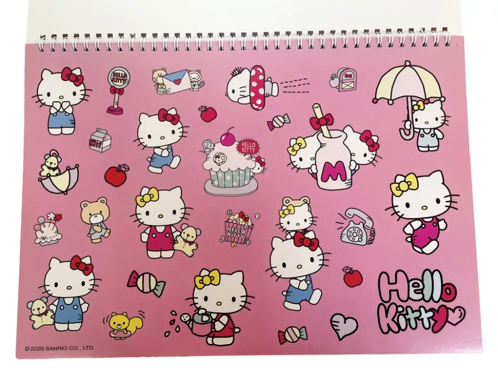 Špirálový skicár + nálepky HELLO KITTY torta
