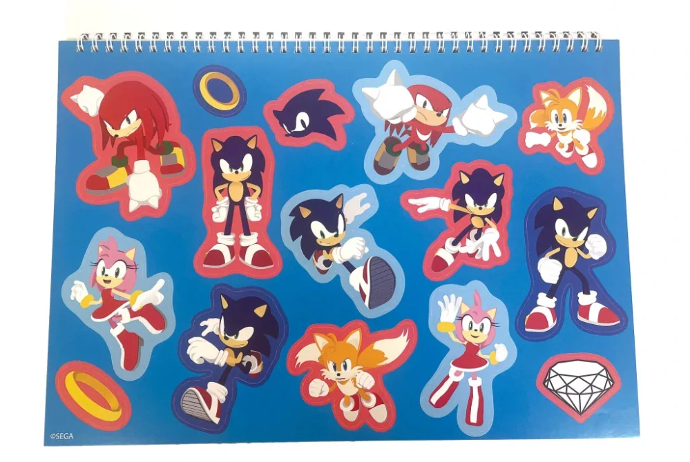 Špirálový skicár + nálepky SONIC speedy