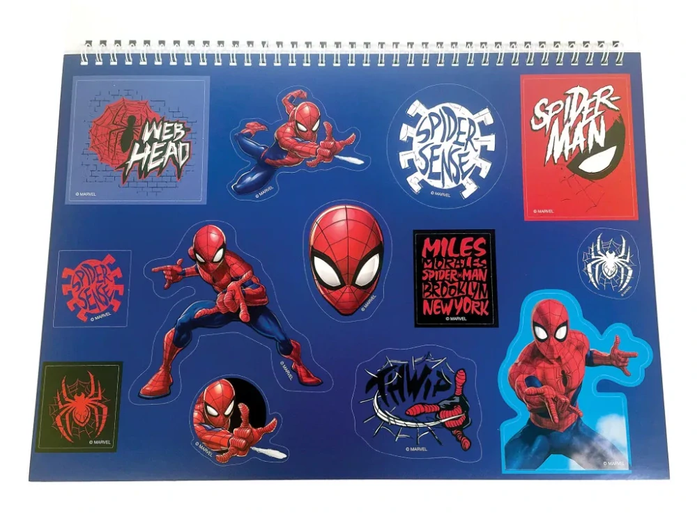 Špirálový skicár + nálepky SPIDERMAN miles