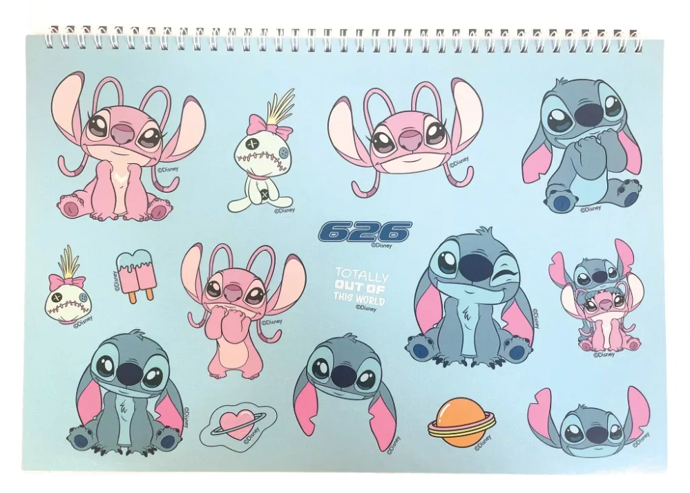 Špirálový skicár + nálepky LILO A STITCH universe