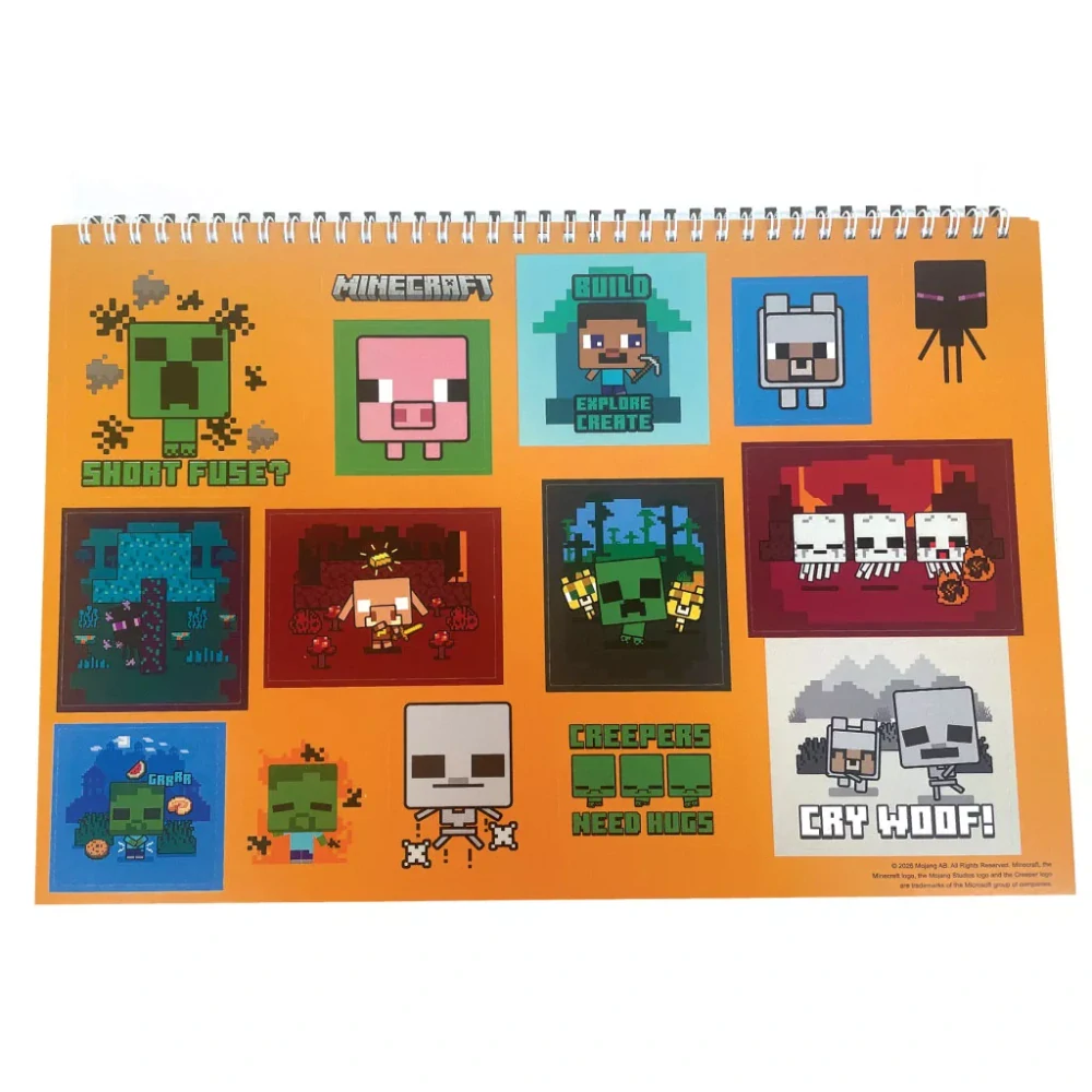 Špirálový skicár + nálepky MINECRAFT Creepers