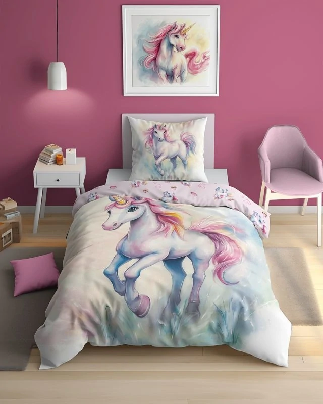 Obliečky 140x200 JEDNOROŽEC pastel- svietiace