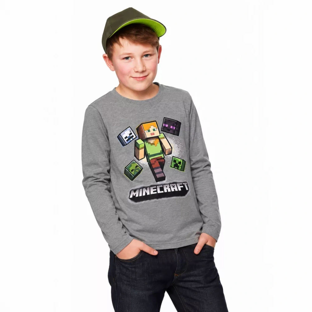 Tričko s dlhým rukávom MINECRAFT grey - 9r.