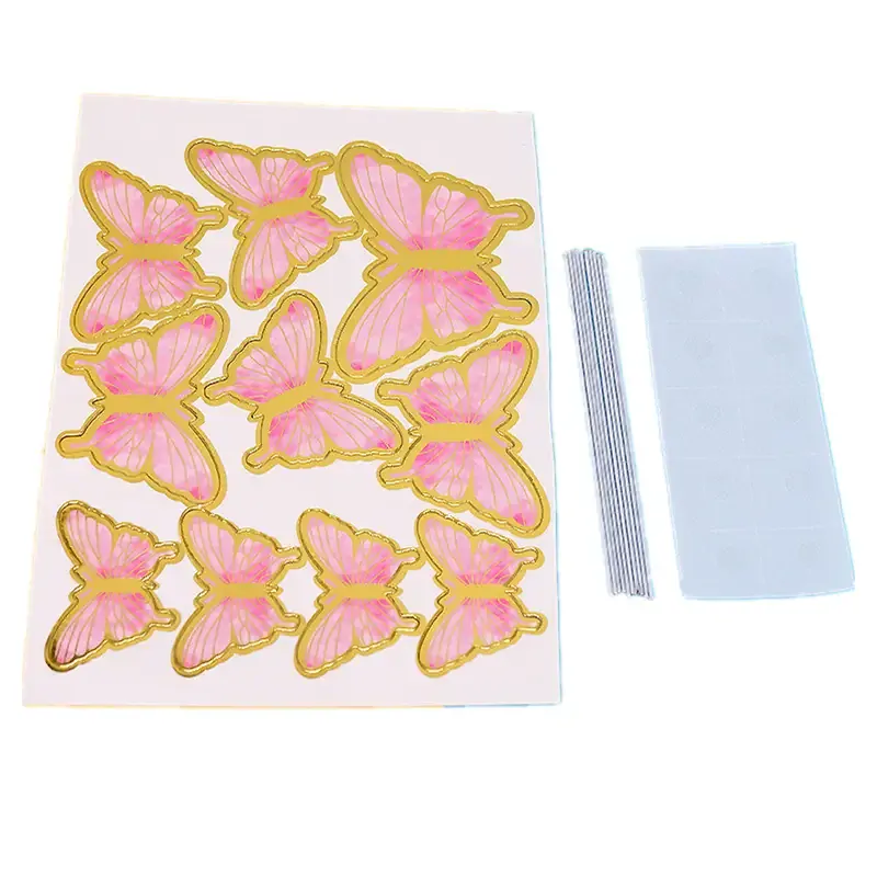 Tortový zápich MOTÝLE ružové (10ks)