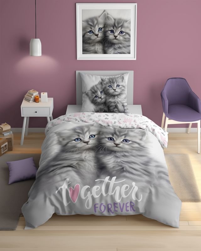 Obliečky 140x200 MAČIATKA forever - svietiace