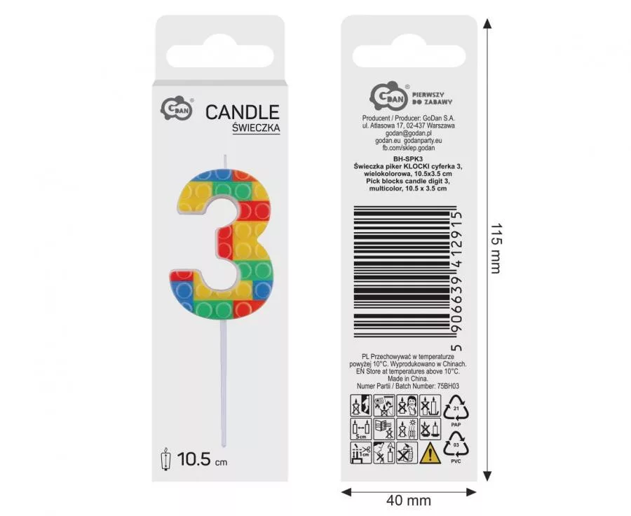 Sviečka č.3 lego color