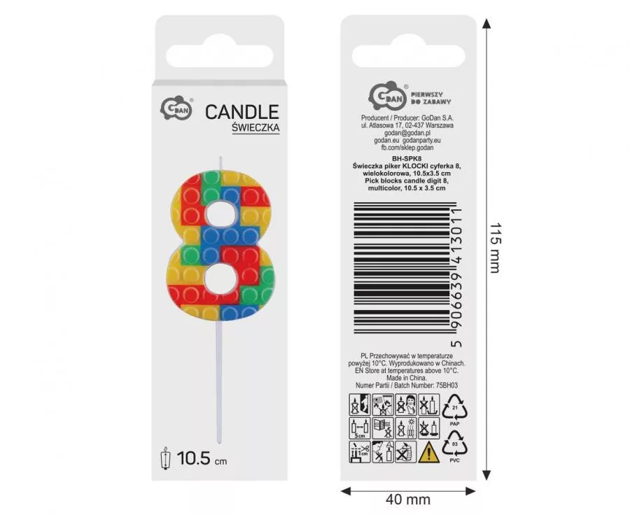 Sviečka č.8 lego color