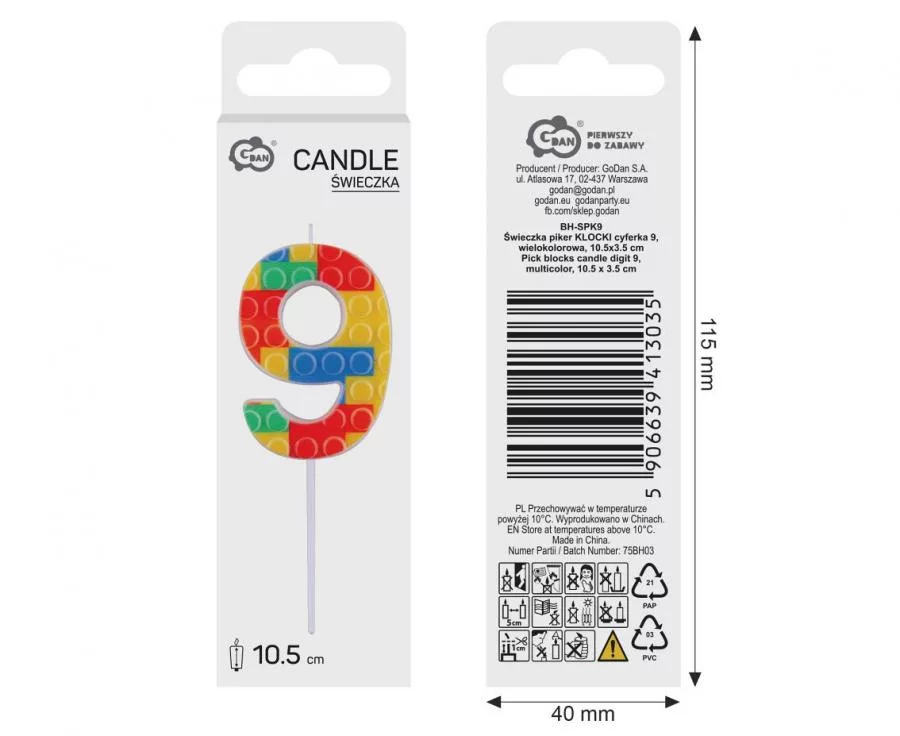 Sviečka č.9 lego color