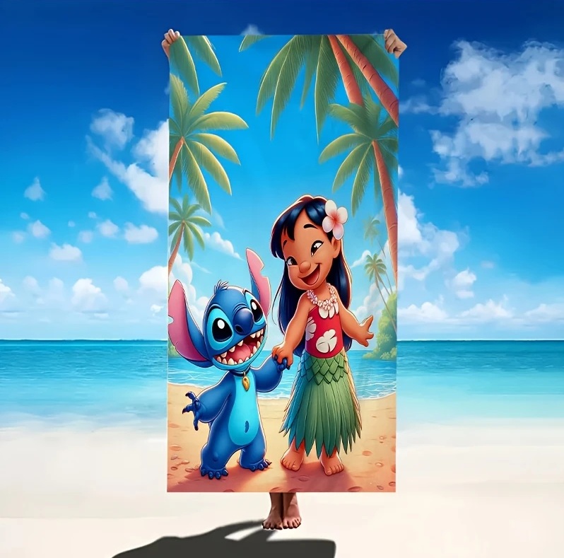 Osuška 70x150 LILO A STITCH palmy (rýchloschnúca)
