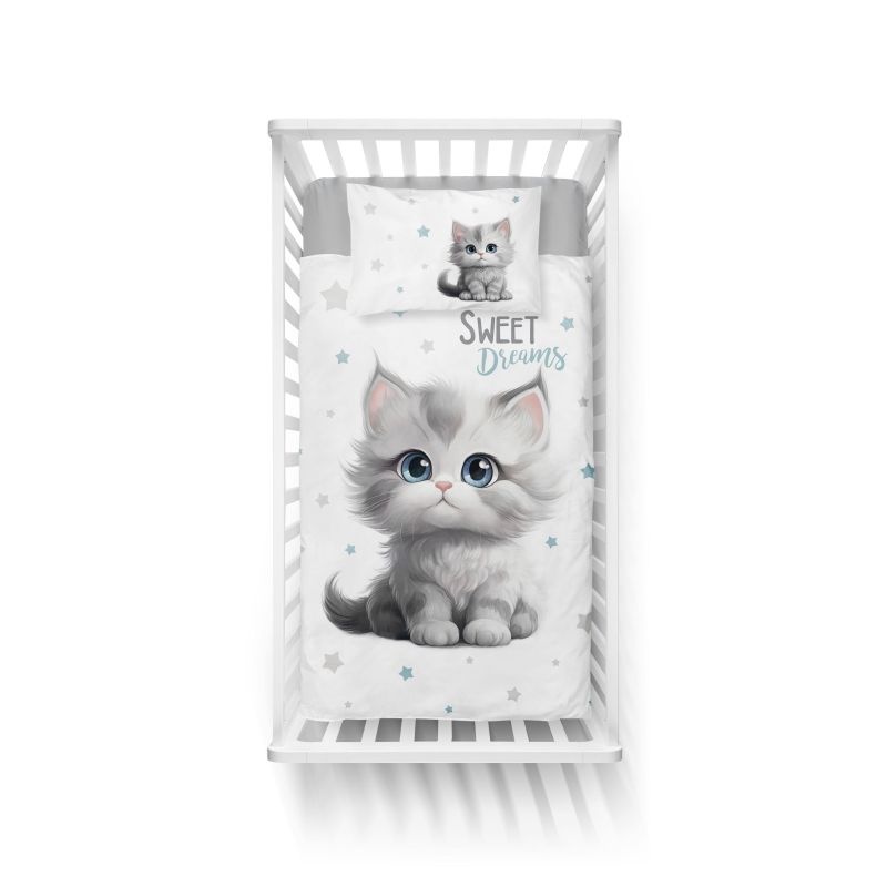 Obliečky do postieľky 100x135 MAČIČKA