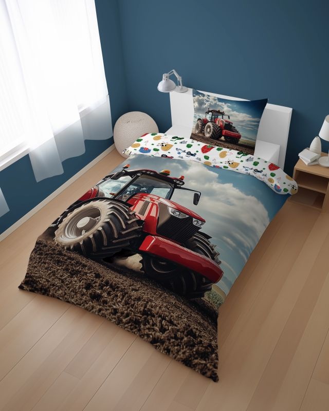 Obliečky 140x200 TRAKTOR red