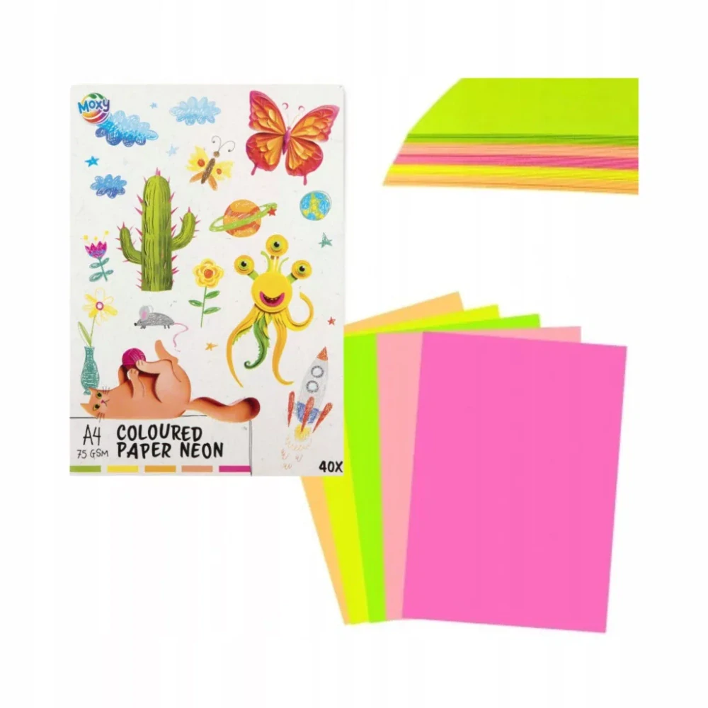 Neónový farebný papier A4 40ks