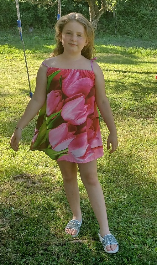 Dievčenská tunika / šaty TULIPÁNY - 7-13r.