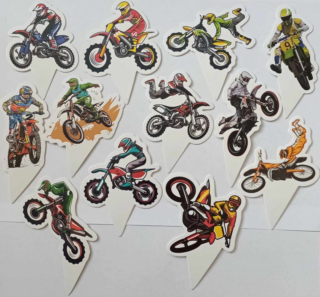 Tortový zápich MOTORKY cross (13ks)