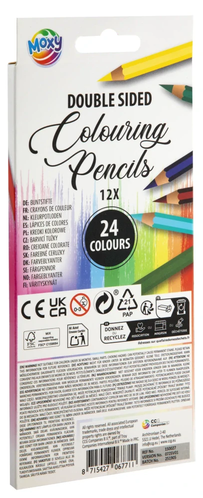 Pastelky 12ks MOXY obojstranné