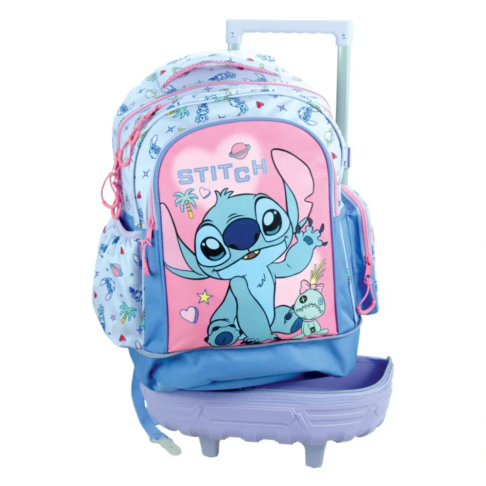 Školská taška na ťahanie LILO A STITCH scrapbook 46cm