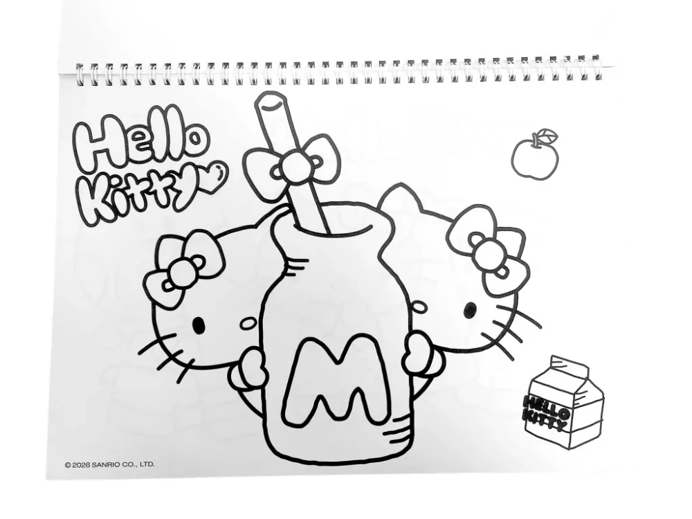 Špirálový skicár + nálepky HELLO KITTY torta