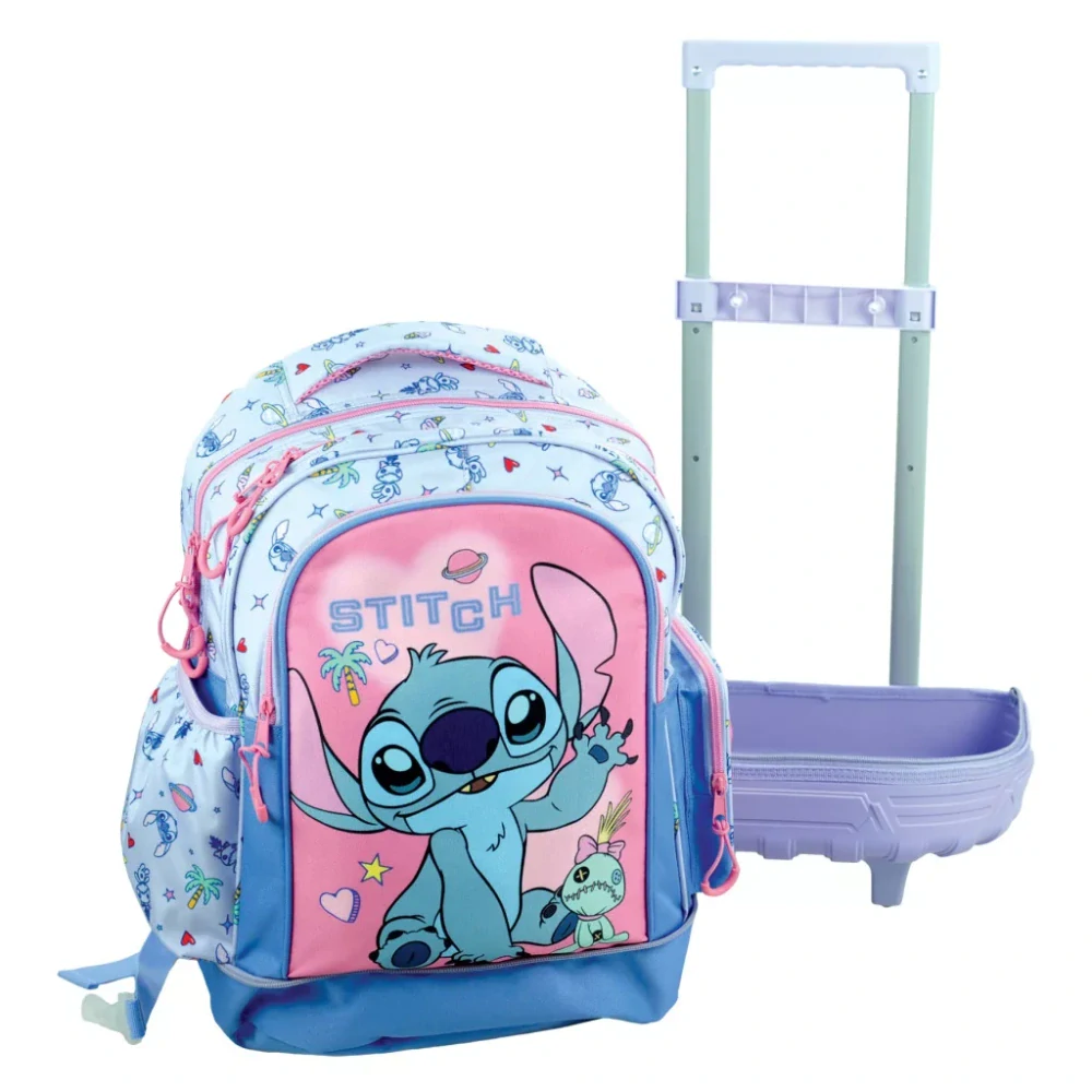 Školská taška na ťahanie LILO A STITCH scrapbook 46cm