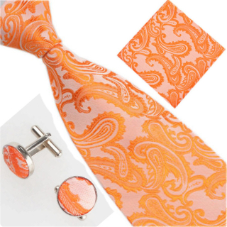 Pánska kravatová súprava Ornament oranžová
