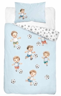 Obliečky do postieľky 100x135 MALÝ FUTBALISTA modré