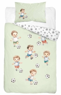 Obliečky do postieľky 100x135 MALÝ FUTBALISTA zelené