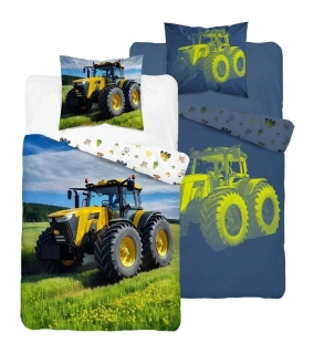 Obliečky 140x200 TRAKTOR žltý - svietiace
